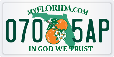 FL license plate 0705AP