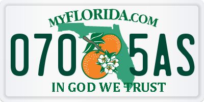 FL license plate 0705AS