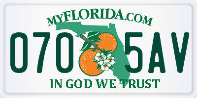FL license plate 0705AV