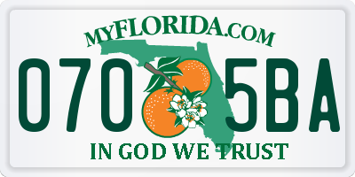 FL license plate 0705BA