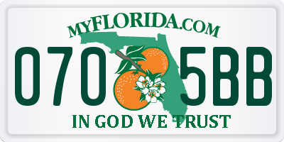FL license plate 0705BB