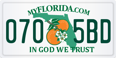FL license plate 0705BD