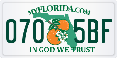 FL license plate 0705BF