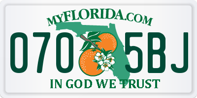 FL license plate 0705BJ