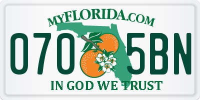 FL license plate 0705BN