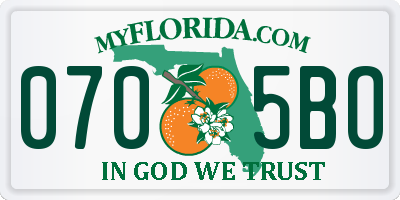 FL license plate 0705BO