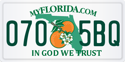 FL license plate 0705BQ