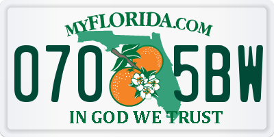 FL license plate 0705BW