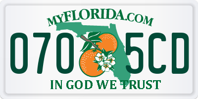 FL license plate 0705CD