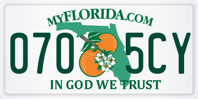 FL license plate 0705CY