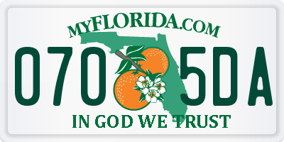 FL license plate 0705DA