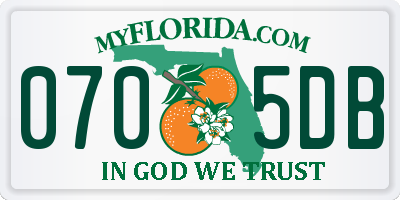 FL license plate 0705DB