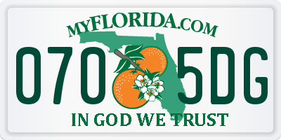 FL license plate 0705DG