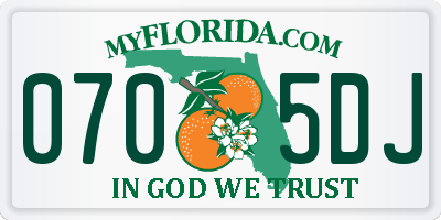FL license plate 0705DJ