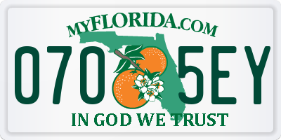 FL license plate 0705EY
