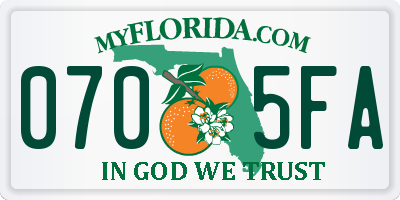 FL license plate 0705FA
