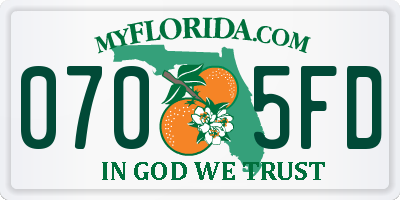 FL license plate 0705FD
