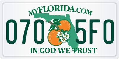 FL license plate 0705FO