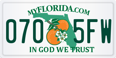 FL license plate 0705FW