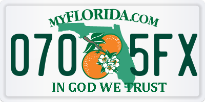 FL license plate 0705FX
