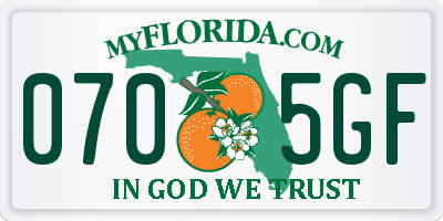 FL license plate 0705GF