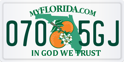 FL license plate 0705GJ