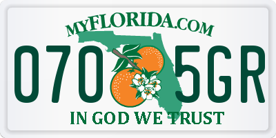 FL license plate 0705GR