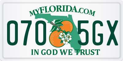 FL license plate 0705GX