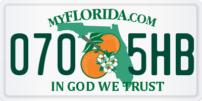 FL license plate 0705HB