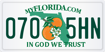 FL license plate 0705HN