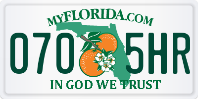 FL license plate 0705HR