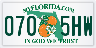 FL license plate 0705HW