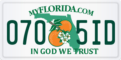 FL license plate 0705ID