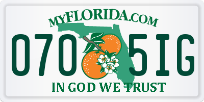FL license plate 0705IG