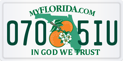 FL license plate 0705IU
