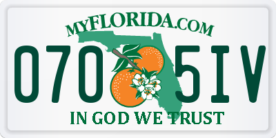 FL license plate 0705IV