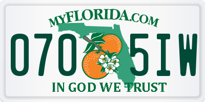FL license plate 0705IW