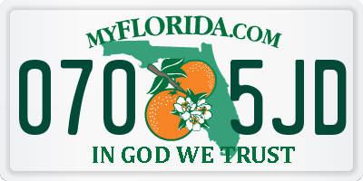 FL license plate 0705JD