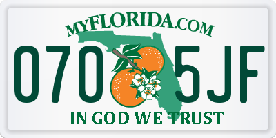 FL license plate 0705JF