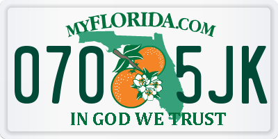 FL license plate 0705JK