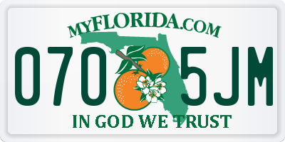 FL license plate 0705JM