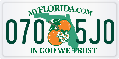 FL license plate 0705JO