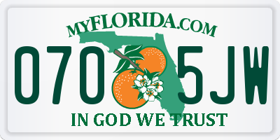 FL license plate 0705JW