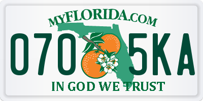 FL license plate 0705KA