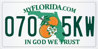 FL license plate 0705KW