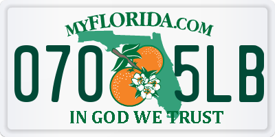 FL license plate 0705LB