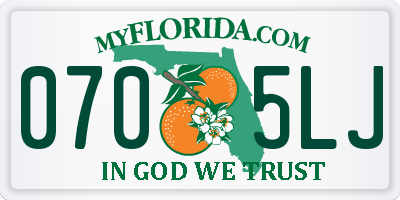 FL license plate 0705LJ