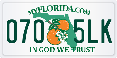 FL license plate 0705LK