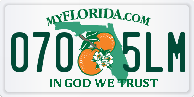 FL license plate 0705LM