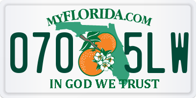 FL license plate 0705LW
